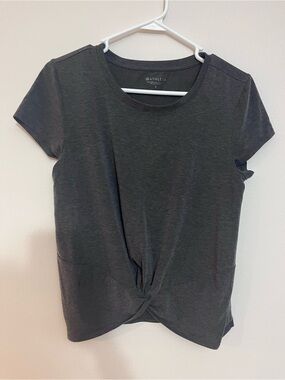 Athleta Dark Charcoal Twist-Front Short Sleeve Tee